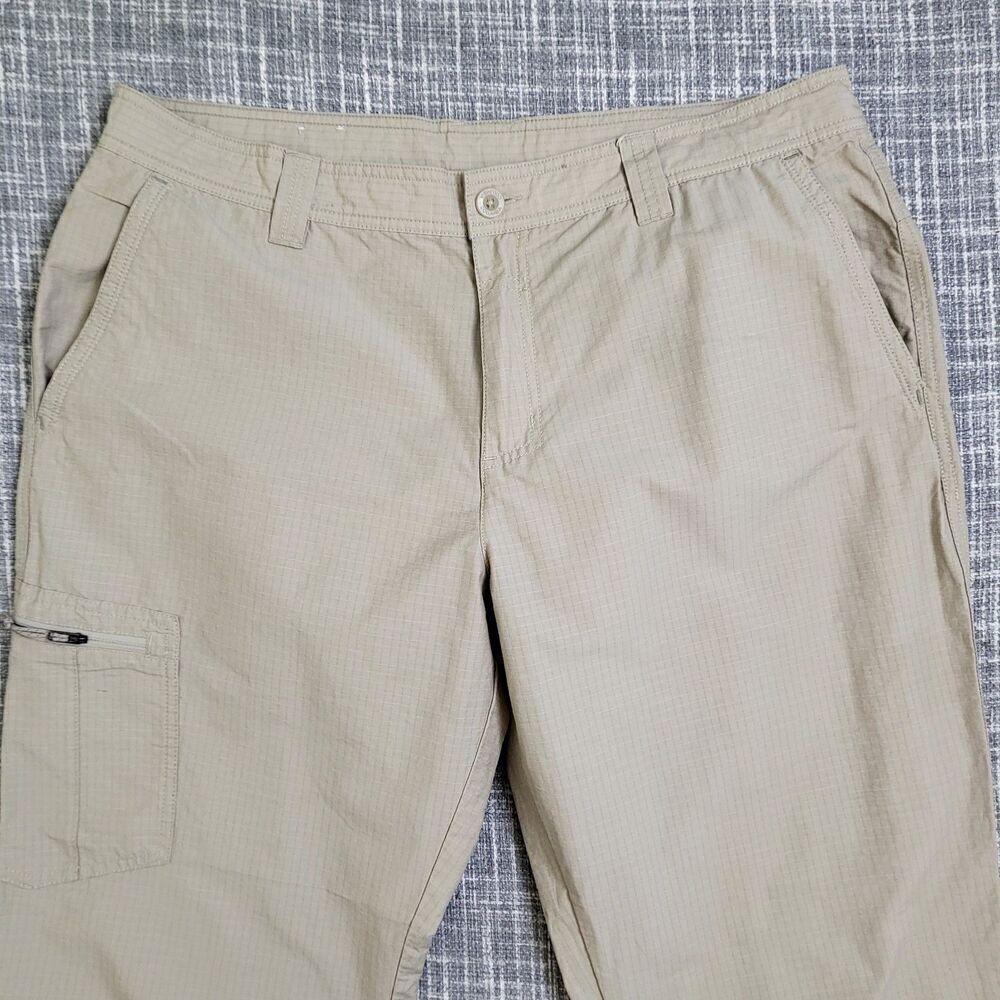 Columbia Ripstop Hiking Pant Men's 38x32 Zip Cargo Pocket Outdoor Light Khaki